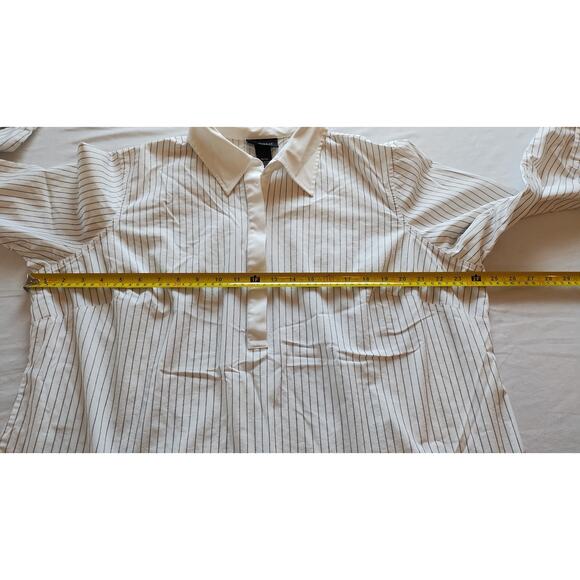 Lane Bryant Contrast Collar Long Sleeves striped button front Blouse size 18/20. - Picture 7 of 11